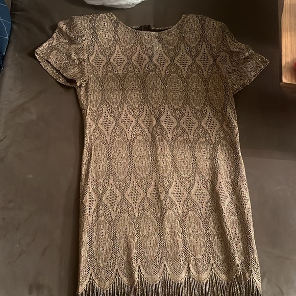 Beautiful Vintage Gold Sheer Dress - Picture 9 of 15